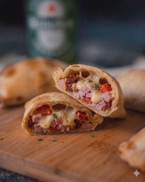 Empanada, tomate, jamón y queso Empanada, tomate, jamón y queso